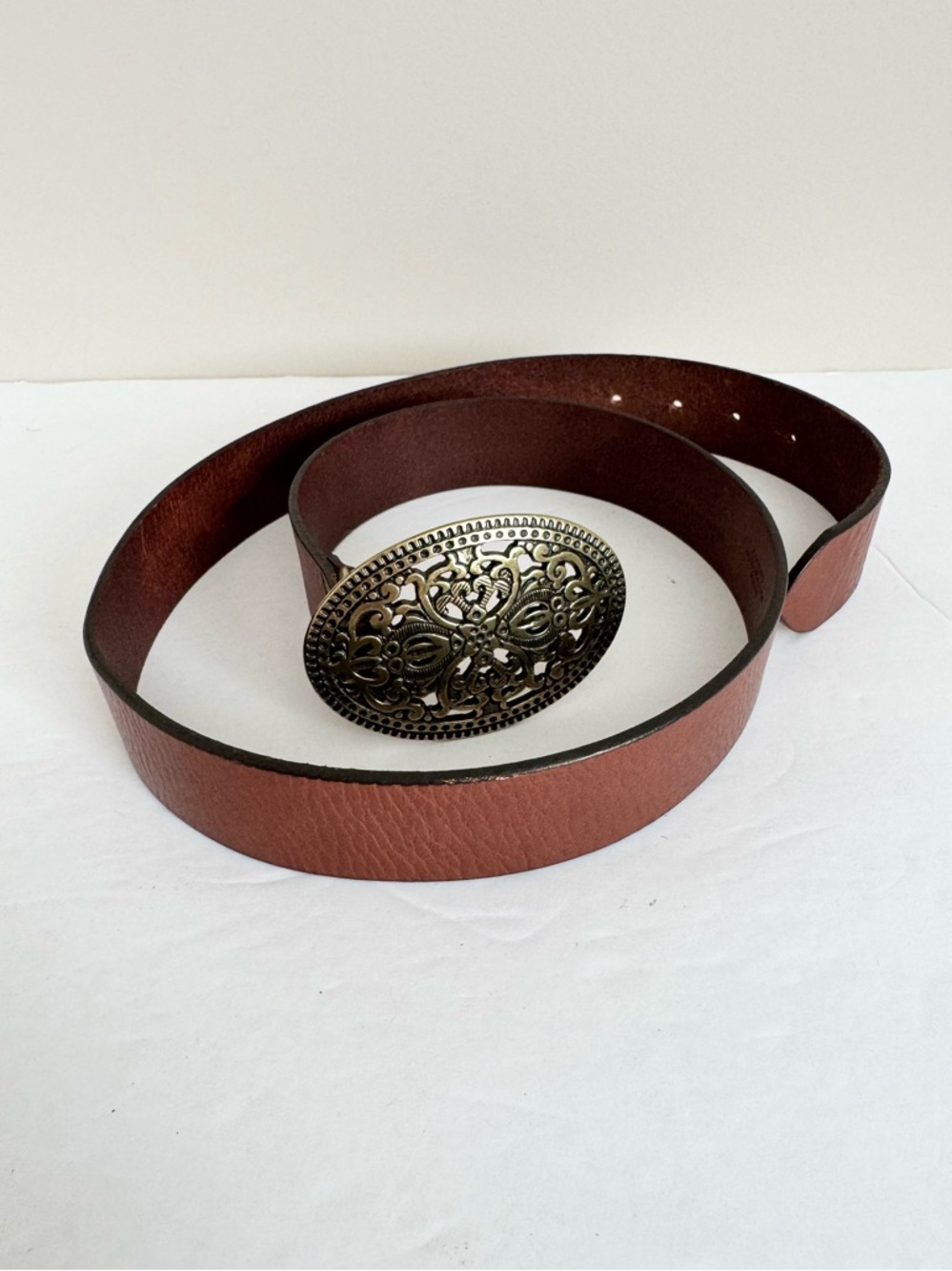 Genuine Brown Leather Eddie Bauer Women’s Belt w/ Oval Buckle- Large - Picture 11 of 13